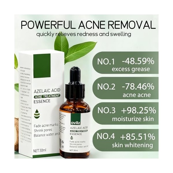 30ml Sérum Anti-Acné,Essence Soin Visage pour une peau nette,Réduit efficacement pour Atténuer Boutons,Points Noirs et Marque