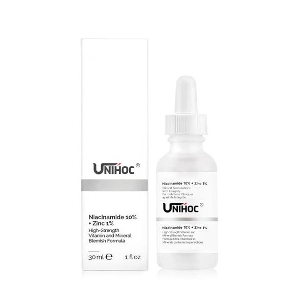 Sérum Concentré Anti-Taches, Niacinamide 10% + Zinc 1% Peeling Solution, Bio Sérum à lAcide Hyaluronique, Agents Anti-Rides 