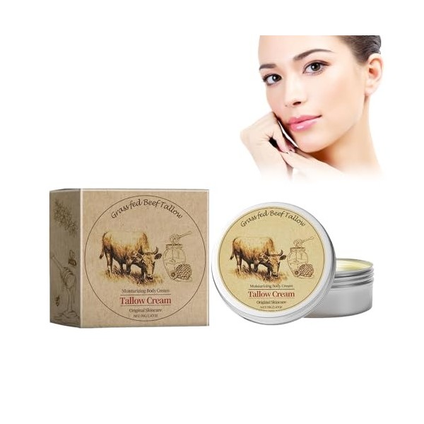 Pemarlis Beef Tallow Cream, Crème Hydratante pour Le Visage Au Suif, Réparer les peaux sèches et abîmées, Lotion naturelle à