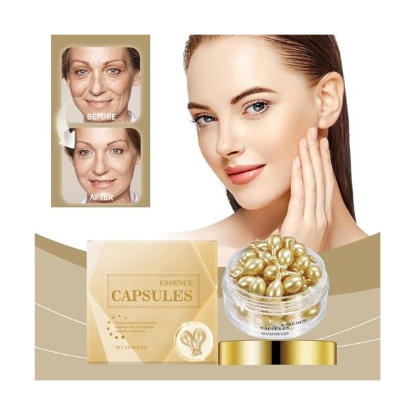 Capsules dessence anti-rides à lacide hyaluronique pour le sérum facial - Capsule anti-rides et anti-âge - Réduit les rides C...