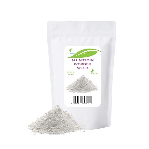 Allantoïne en Poudre - 50gr - Ingrédient Cosmétique - réputé pour ses propriétés kératolytiques, hydratantes, apaisantes et a...