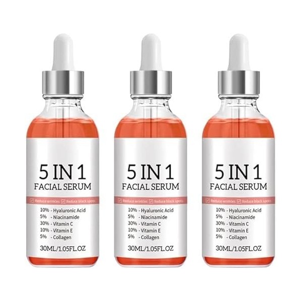 5 In 1 Facial Serum, 5 IN 1 Facial Serum, 5 IN 1 Anti-Aging Facial Serum,Advanced Collagen Boost Anti Aging Serum. 2pcs Crèm...