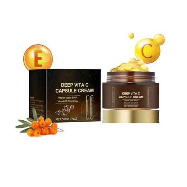 Capsule hydratante Deep Vitamine C Golden Capsule Face - Capsules anti-âge pour une peau rayonnante - Gel hydratant transpare