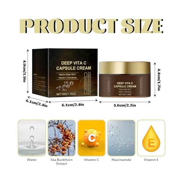 Capsule hydratante Deep Vitamine C Golden Capsule Face - Capsules anti-âge pour une peau rayonnante - Gel hydratant transpare