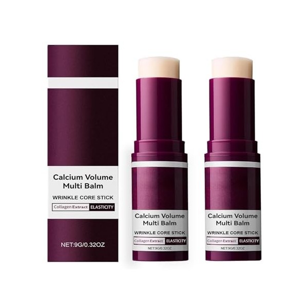 Baume Multi-Calcium Anti-Âge, Relâchement de la Peau, Rides, Bâton Hydratant au Collagène, Hydratant, Raffermissant, Convient...