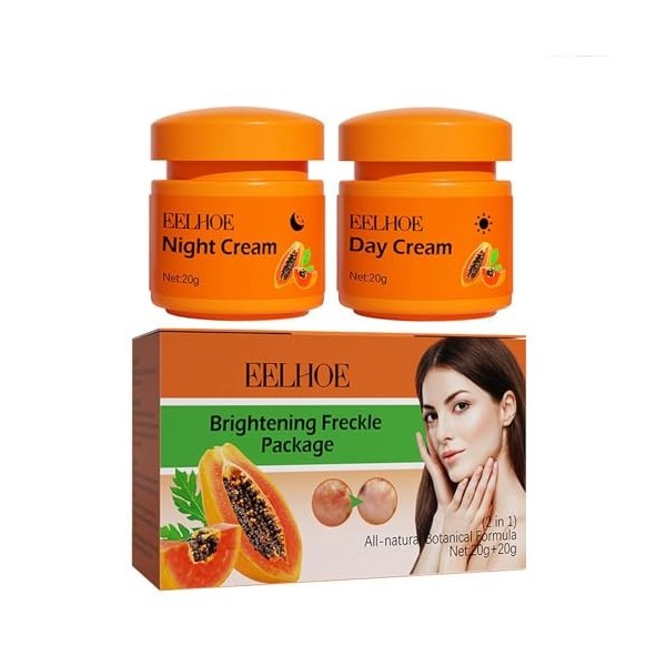 2PC Papaya Whitening Brightening Face Freckle Remover Cream, Papaya Whitening Freckle Cream Fades Facial Freckles, Papaya Ess
