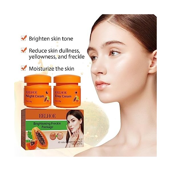 2PC Papaya Whitening Brightening Face Freckle Remover Cream, Papaya Whitening Freckle Cream Fades Facial Freckles, Papaya Ess