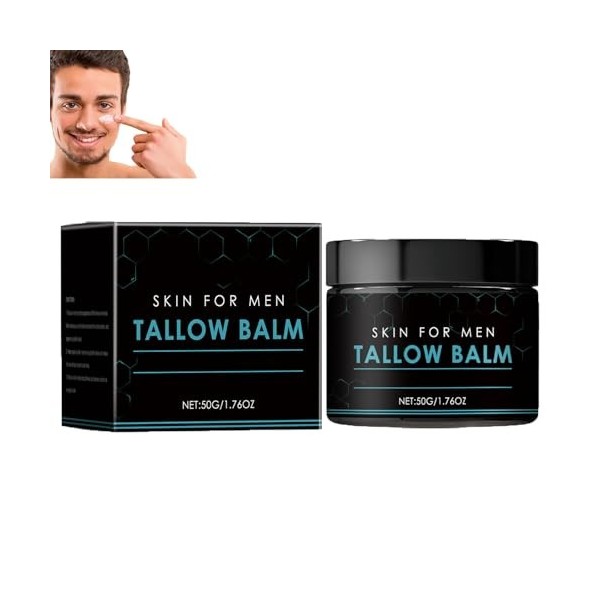 Baume anti-rides au suif pour homme, baume au suif de bœuf pour réparer les peaux sèches et abîmées, hydratant jour et nuit, ...