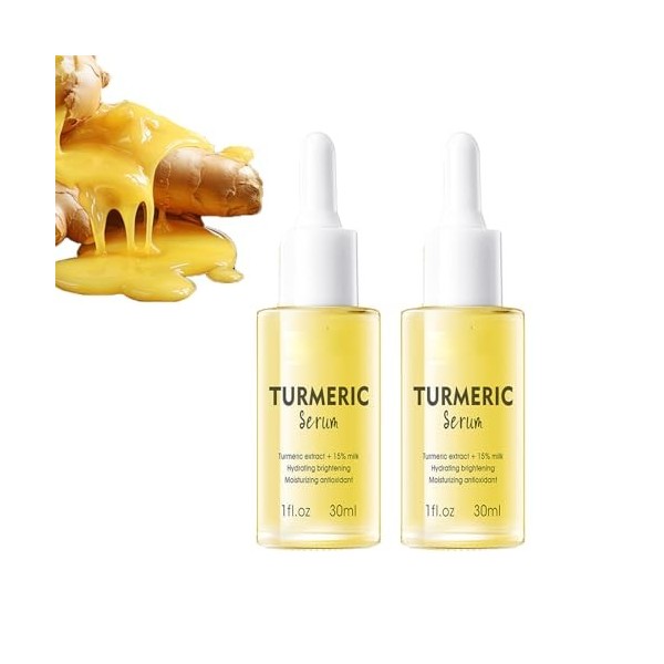 Sérum visage au curcuma, pour la correction des taches brunes éclaircissant la peau anti-rides, sérum éclat hydratant à lhui ...