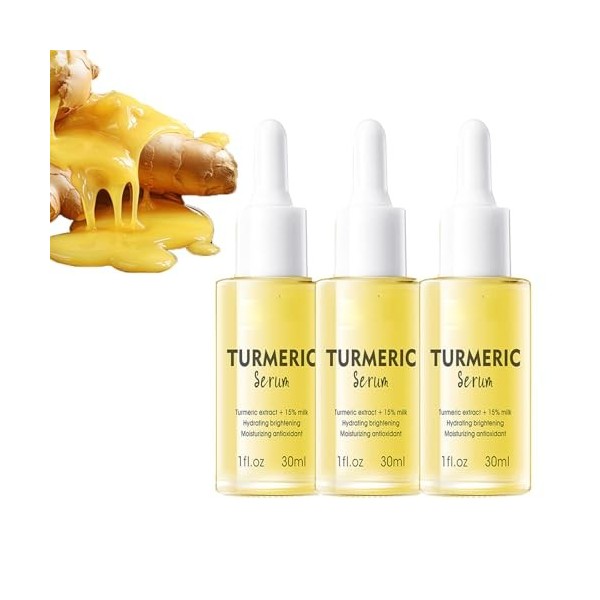 Sérum visage au curcuma, pour la correction des taches brunes éclaircissant la peau anti-rides, sérum éclat hydratant à lhui ...