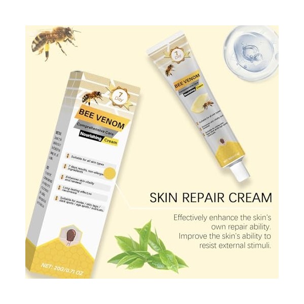 Crème pour la peau au venin dabeille,traitement hydratant en profondeur au pour tous les types de peau-Réduit les rides, les