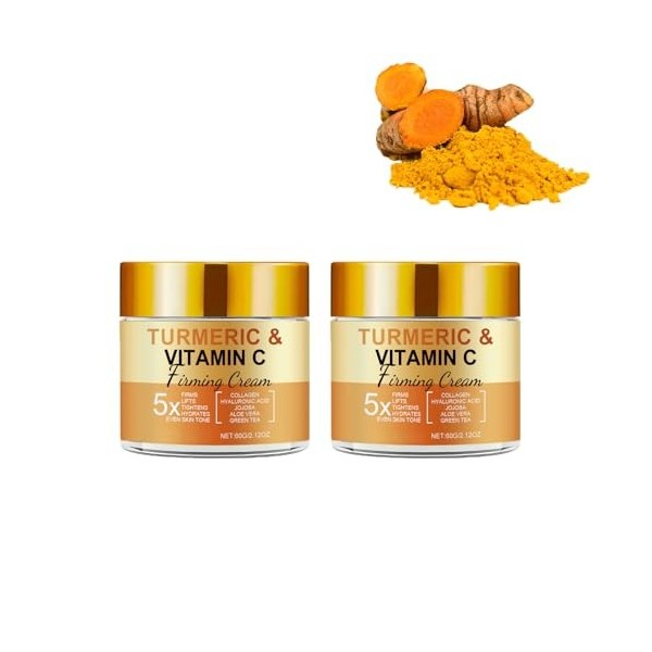 Crème pour le visage au curcuma à la vitamine C, crème hydratante éclaircissante naturelle pour les taches brunes, hyperpigme...
