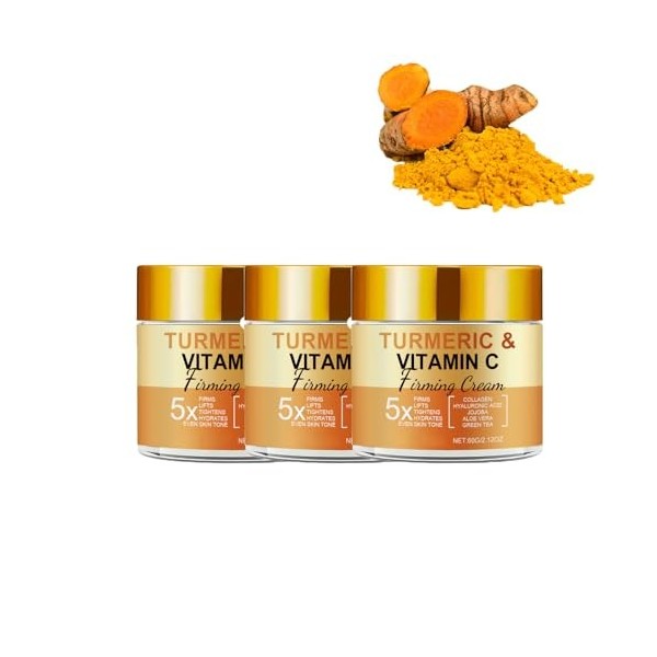 Crème pour le visage au curcuma à la vitamine C, crème hydratante éclaircissante naturelle pour les taches brunes, hyperpigme...