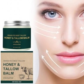 Baume sébum et miel pour le visage, suif de bœuf pour la peau, suif de bœuf nourri à lherbe et miel sauvage brut, crème hydr ...