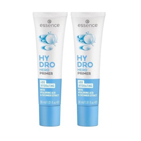 Essence Cosmetics HYDRO HERO PRIMER, humidifiant - hydratant, longue durée, polissant, naturel 30ml Lot de 2 Crème Jour et ...