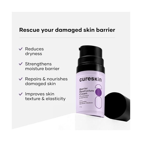 Cureskin Restructure Cream | Oat Bran Extract Helps to Sooth & Moisture Skin | Ceramides Helps to Maintain Barrier Function, 