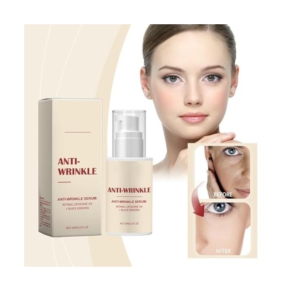 Sérum rétinien - Liposome rétinien 2% + ginseng noir, sérum au rétinol pour une peau plus ferme et anti-âge avec collagène,sé...
