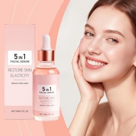 Sérum visage anti-âge 5 en 1, sérum raffermissant anti-rides pour améliorer lélasticité de la peau, améliorer lélasticité d C...