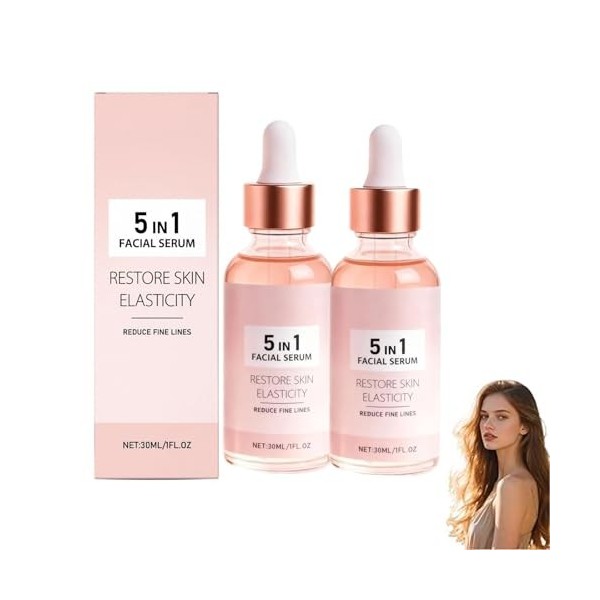 Sérum visage anti-âge 5 en 1, sérum raffermissant anti-rides pour améliorer lélasticité de la peau, améliorer lélasticité d C...