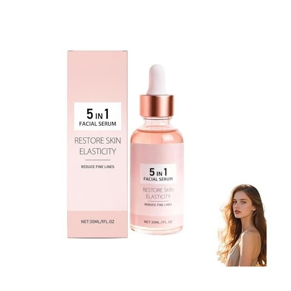 Sérum visage anti-âge 5 en 1, sérum raffermissant anti-rides pour améliorer lélasticité de la peau, améliorer lélasticité d C...