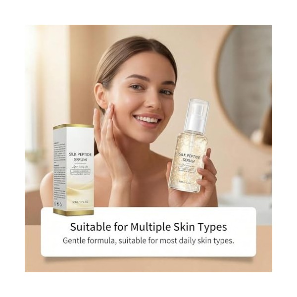 Ampoule liftante intensive aux peptides de soie – Sérum profond au collagène et aux peptides de cuivre pour le visage – Soin ...