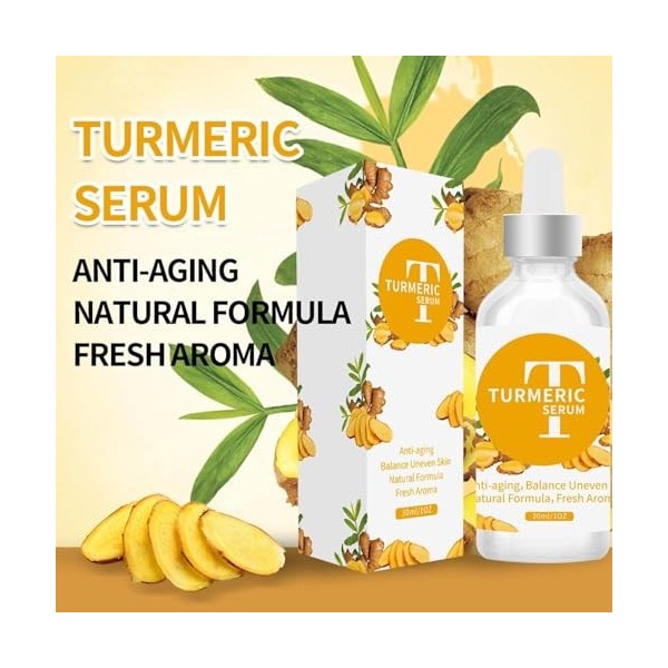 Huile Visage pour Femme,1 once. Huile de curcuma correcteur de taches foncées au curcuma naturel sûr pour le visage - Soin hy