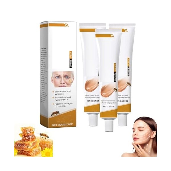 20g Crème raffermissante anti-rides au venin dabeille,Crème hydratante anti-rides pour le visage et le cou， pour tous les ty ...