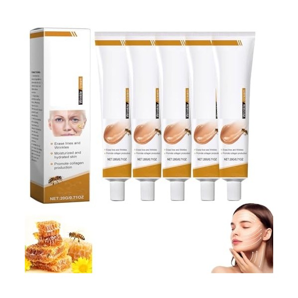 20g Crème raffermissante anti-rides au venin dabeille,Crème hydratante anti-rides pour le visage et le cou， pour tous les ty ...