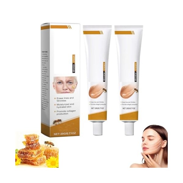 20g Crème raffermissante anti-rides au venin dabeille,Crème hydratante anti-rides pour le visage et le cou， pour tous les ty ...