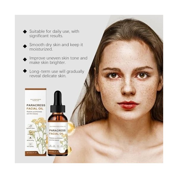 Paracress Facial Bio Oil,Huile Essentielle Hydratante Anti-âge Pour Réduire les Rides et Ridules,Sérum de Paracress pour le V...