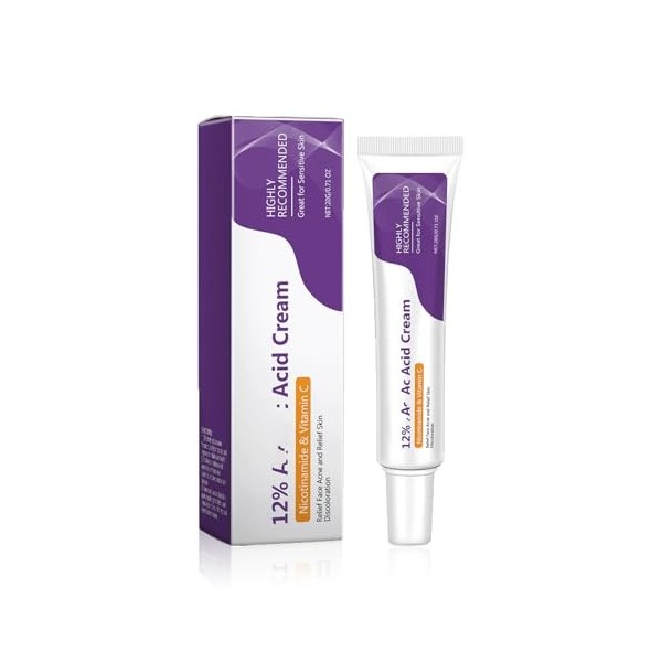 Crème anti-acné, formule à 12% dacide, soin ciblé pour le visage, élimine lacné et les taches brunes, contrôle les imperfec