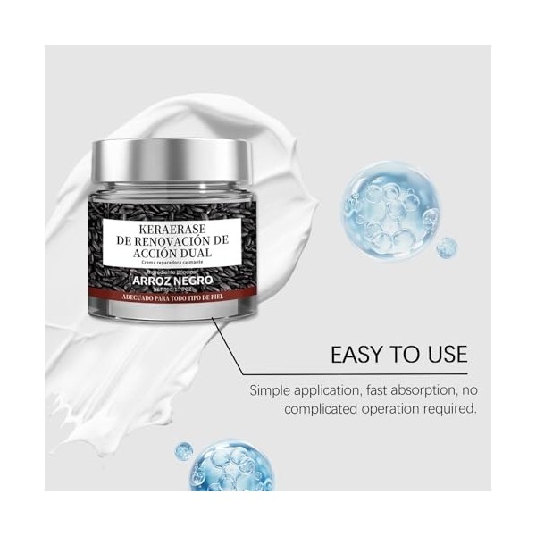 Dual-Action Renewal Cream, Crème de traitement de la peau, crème de réparation apaisante de riz noir et blanc, sérum naturel 