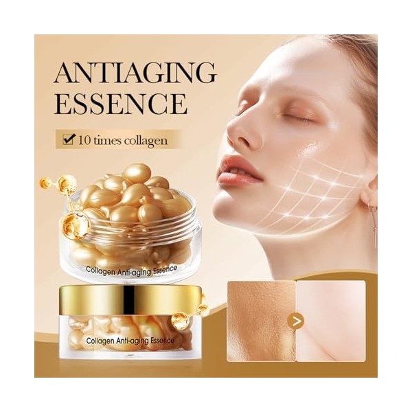 Virecose Sérum Anti-Rides Boost au Collagène, Anti-Âge Sérum Visage de Collagene, Réduit Lapparence Des Rides et Améliore la