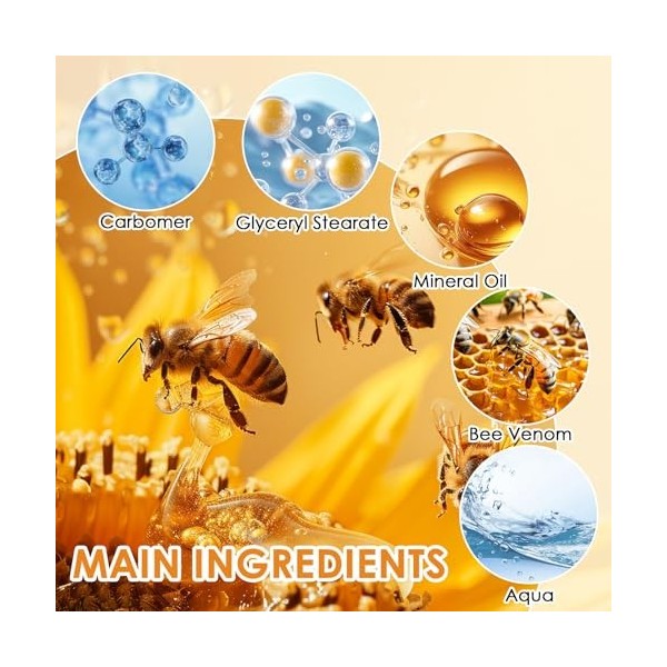 Lot de 2 crèmes anti-rides au venin dabeille pour le visage et le cou - Crème hydratante pour tous les types de peau - Avec 