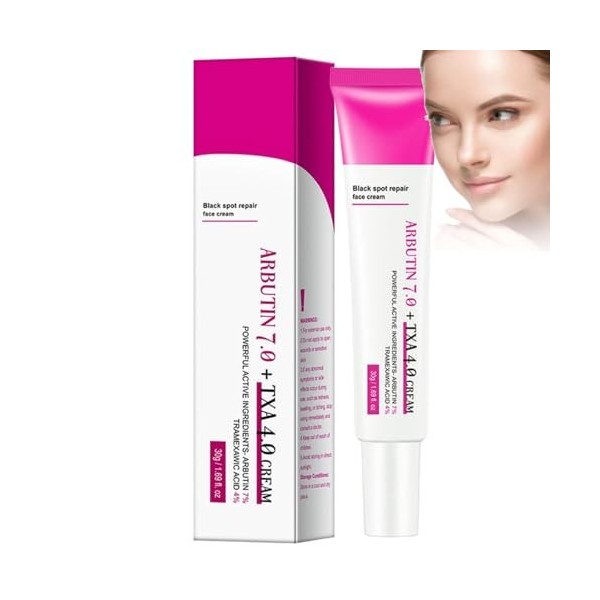 Alpha Arbutin Arbutin 7% Crème, Creme Eclaircissante Peau Noir Puissant, Creme Eclaircissante Visage, Reduce Tache De Rousseu...
