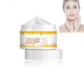 Mikabila 08, F 30g Facial Tallow Honey Balm,Crème de Soin de la peau au Bœuf-100% Herbe Fed Tallow Raw Wild Honey,Tallow Moi