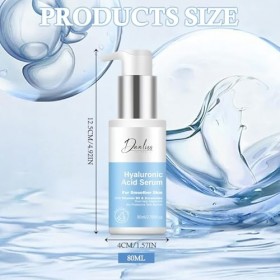 Sérum Visage Acide Hyaluronique 80 ml,Hyalu Sérum,Enrichi en Acide Hyaluronique, Vitamine B5,érum Hydratant Hydro Boost