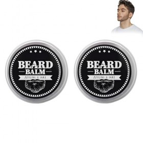 Lot de 2 pots de cire à barbe pour homme - Parfum bois - Crème à barbe naturelle et végétalienne - Aide votre barbe - Crème h