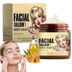 Beef Tallow Cream for Skin,Beef Tallow Cream, Suif de Boeuf Bio Baume de Suif de Bœuf au Miel, Nourrissant et Hydratant pour 