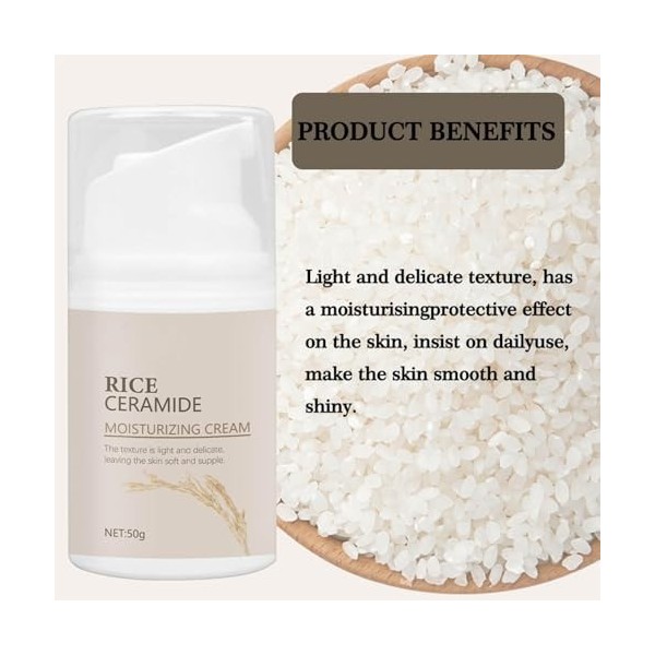 Crème visage Purifiante au Riz Rice Ceramide Moisture Cream,creme hydratante visage,anti rides puissant immediat,Rice Puree M