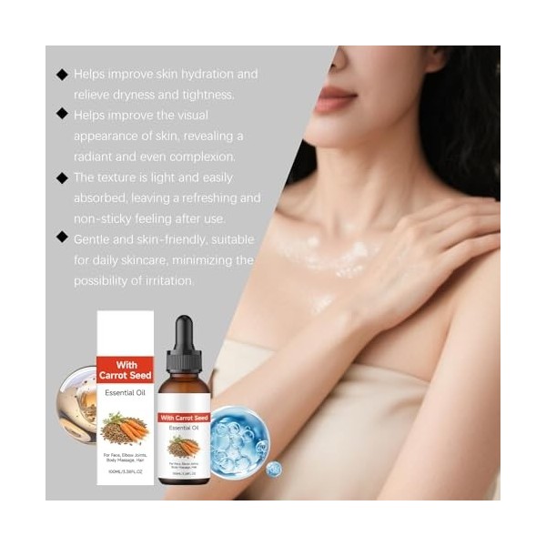 Huile De Carotte Eclaircissante Peau Noire, 100ml Dark Spot Correcting Glow Serum, Serum Anti Tache Visage Pour Lélimination ...