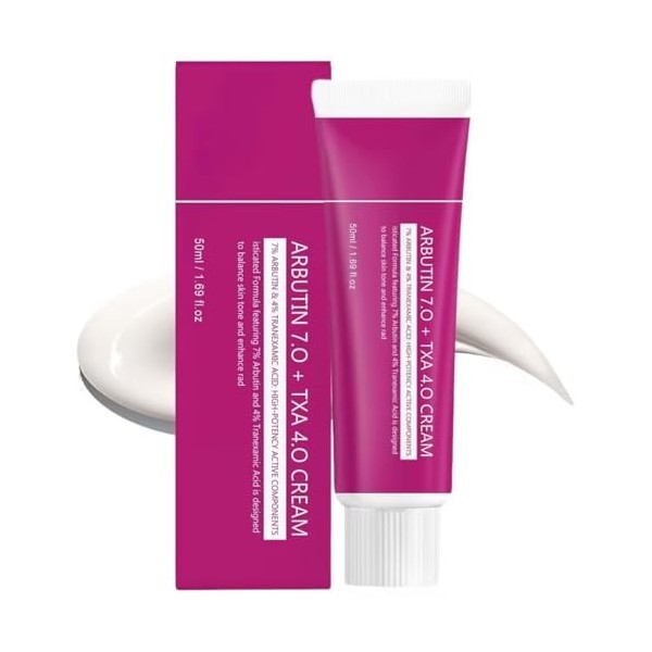 Alpha Arbutin 7% + Tranexamic Acid 4% Cream, Creme Eclaircissante Peau Noir Puissant, Even out Tone, Creme Anti Tache Visage,...