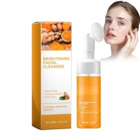 Hppsctink Nettoyant facial au curcuma, 100ml mousse nettoyante au curcuma, nettoie en profondeur la peau du visage, réduit le
