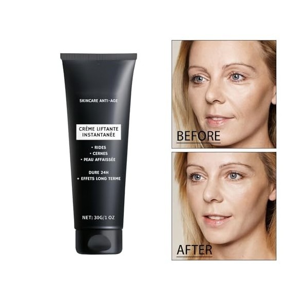 Crème Lifting Immediat Visage 30g, Soin Anti-Rides Immédiat pour Cernes et Peau Affaissée, Combleur de Rides Instantané, Soin...
