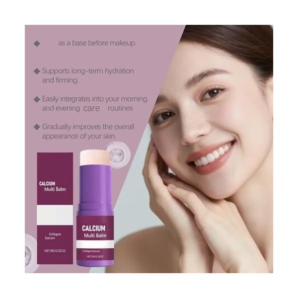 Baume multi-usages au calcium en stick - Baume volumisant au calcium, stic/k hydratant au collagène coréen, s/tick hydratant ...