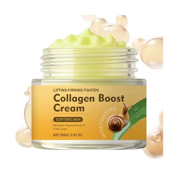 Crème visage collagène escargot, Crème blanchissante collagène escargot, 𝐒nail 𝐂𝐨llagen nettoyage profond blanchiment 𝐂ream, 