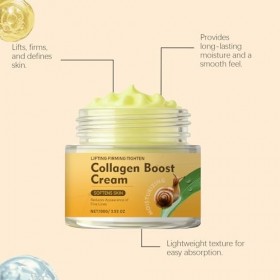 Crème visage collagène escargot, Crème blanchissante collagène escargot, 𝐒nail 𝐂𝐨llagen nettoyage profond blanchiment 𝐂ream, 