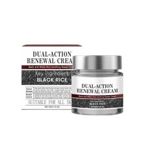Dual-Action Renewal Cream, Crème de traitement de la peau, crèmes de réparation apaisantes de riz noir et blanc, sérum corpor