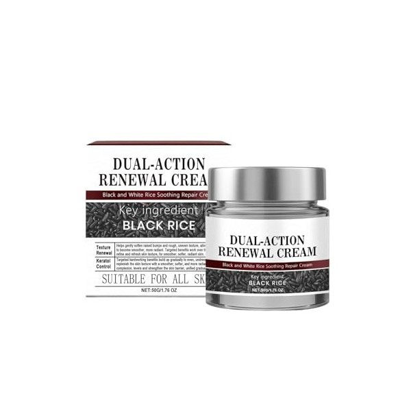 Dual-Action Renewal Cream, Crème de traitement de la peau, crèmes de réparation apaisantes de riz noir et blanc, sérum corpor