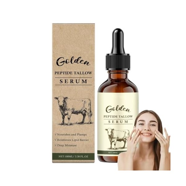 Sérum Hydratant Au Suif Pour Le Visage, 100ML Sérum Visage Raffermissant Anti-âge Au Suif, Hydratation Et Stimulation Du Coll...